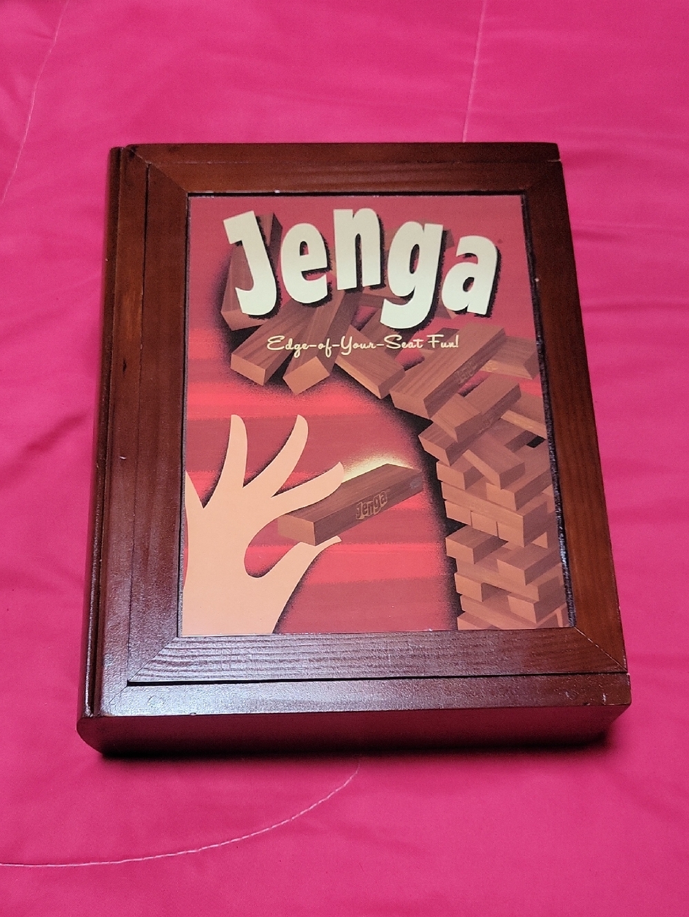 Jenga Classic Wooden Block Game - Red and Brown Box